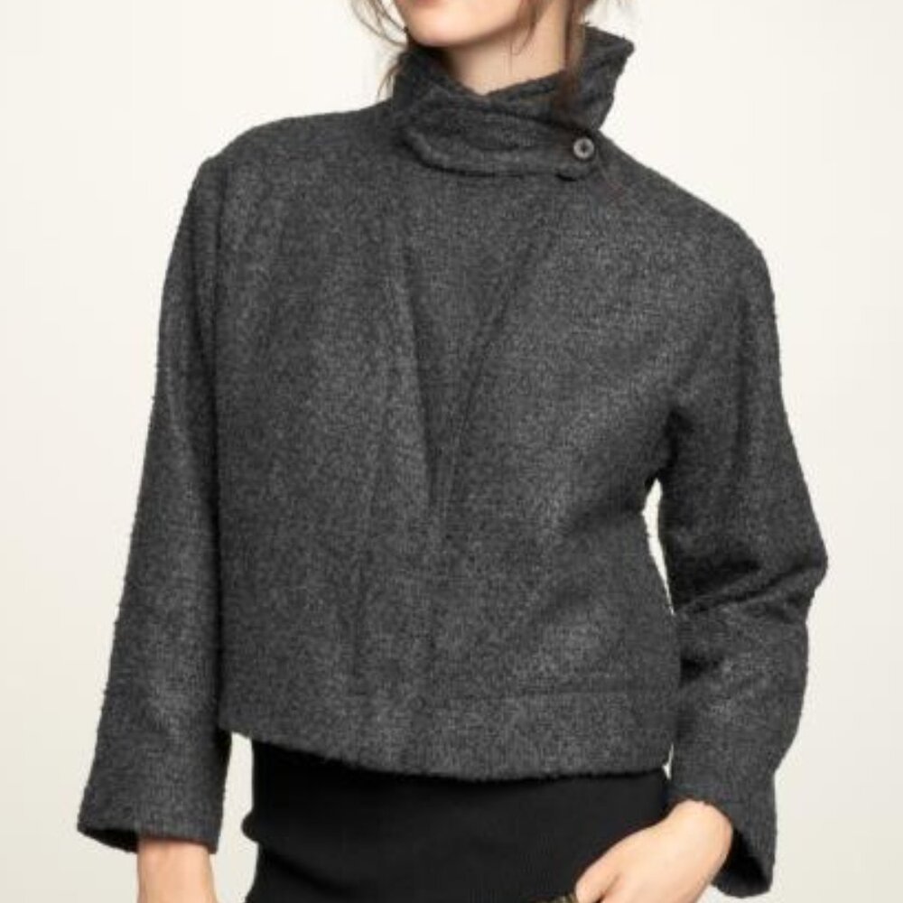 GAP Charcoal Wool Blend Boucle Crop Jacket NWT XS or M